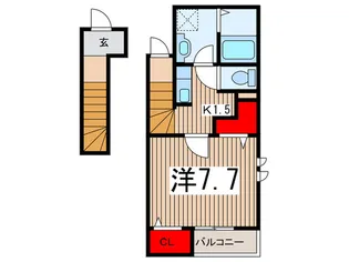 狭山ヶ丘駅 徒歩10分 1K 平成22年築【2階】の間取り