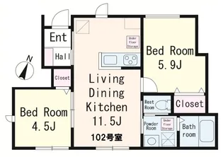 アヴニール大宮【1階】の間取り