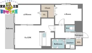 エヴァーグリーン思案橋【8階】の間取り