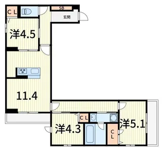 セレスティア細田A【2階】の間取り