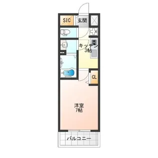 プレサンス大国町ラヴェニール【7階】の間取り