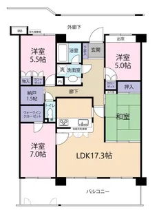 藤和ハイタウン戸坂壱番館【3階】の間取り