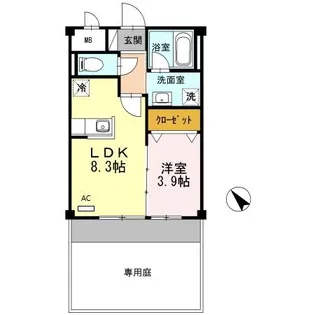 カスタニエ緑井II【1階】の間取り