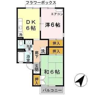 シティーハウスウエハラF棟【2階】の間取り