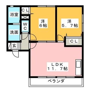 コスミオン【1階】の間取り