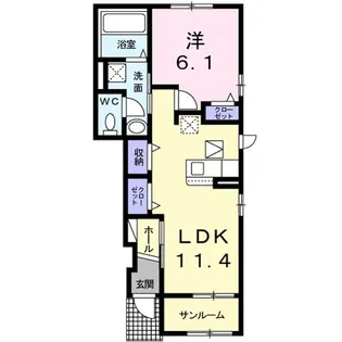 カルム菅池A【1階】の間取り
