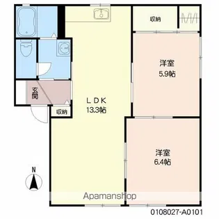 ディアスHIRO V【1階】の間取り