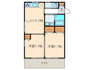 ブリス内浜【1階】の間取り