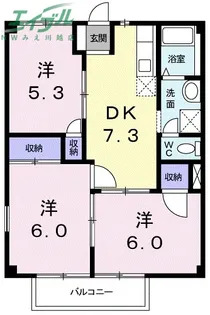 ラ・フォーレ柳原B【2階】の間取り