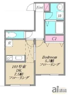 東京都小平市学園西町3【アパート】の間取り