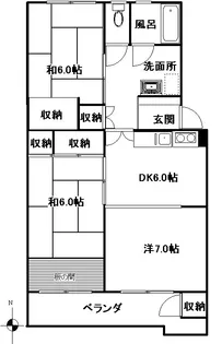 公田ハイツ4号棟【3階】の間取り