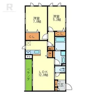 大阪府東大阪市上六万寺町【アパート】の間取り