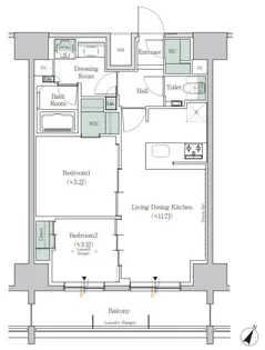 ONE ROOF RESIDENCE TAMACHI(2LDK) (ワ【14階】の間取り