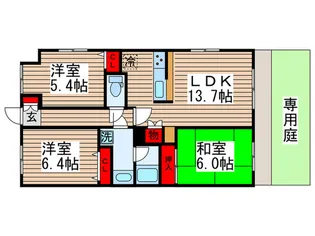 ベルドゥムール鎌ケ谷初富【1階】の間取り