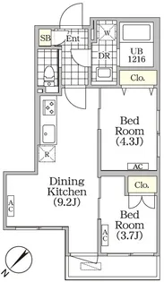 BRICK RESIDENCE 目黒本町【4階】の間取り