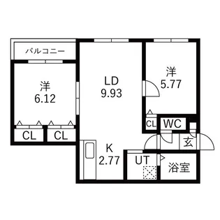 ハピネス八軒【1階】の間取り