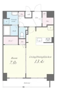 テイーエスワン【6階】の間取り