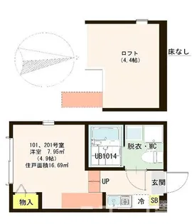 ハーモニーテラス竹の塚【2階】の間取り