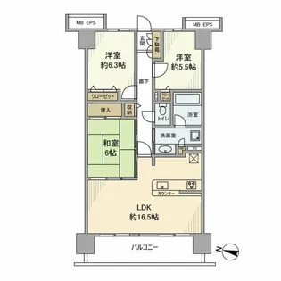 ラフィーネハイツ【3階】の間取り