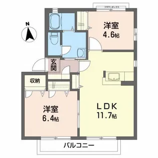 ハウス・パディE【2階】の間取り