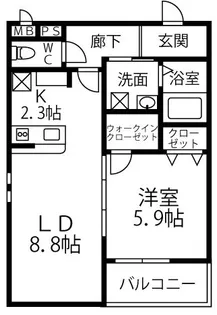 フジパレス山本町【2階】の間取り