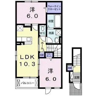 ホーリープレイス武雄 A【2階】の間取り