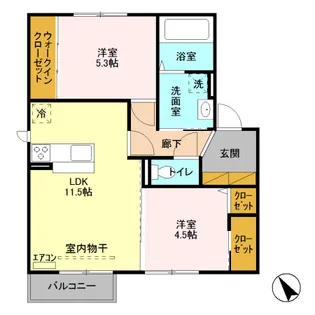 リアルコート D【2階】の間取り