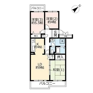 URかわつるグリーンタウン松ヶ丘【3階】の間取り