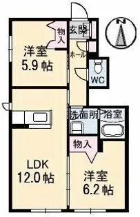 ラ・パルテール平井 七番館【1階】の間取り