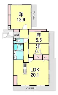 ラ・メール狩口台III【6階】の間取り