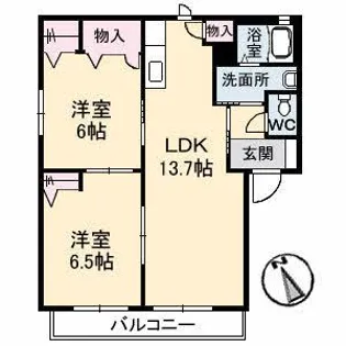 シャーメゾン古市橋 A棟【2階】の間取り
