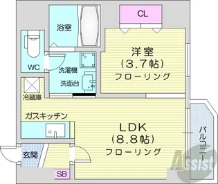 レジデンスタワー札幌【14階】の間取り