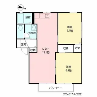 サウスコート上人 積水【2階】の間取り