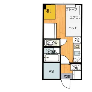 シングルマンションオーカワ【1階】の間取り
