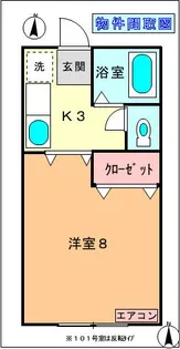 コーポ 八番館【備品付き】【2階】の間取り