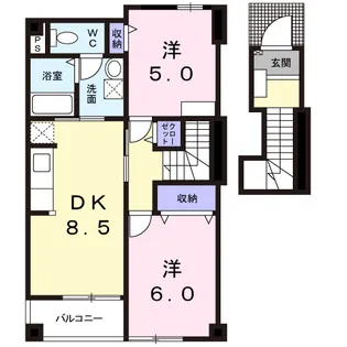 秋田県大仙市大曲花園町【アパート】の間取り