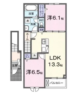 高知県香南市野市町西野【アパート】の間取り