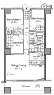 ザ・レジデンス本牧横浜ベイサイド【9階】の間取り