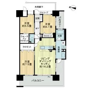アルファステイツ松江駅南【8階】の間取り