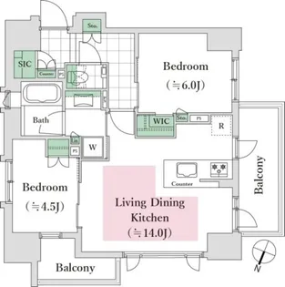 シティハウス南品川【2階】の間取り