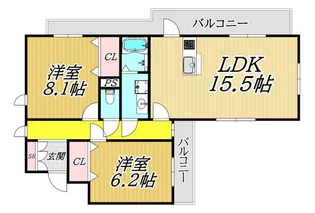 ルクシール伊丹【8階】の間取り