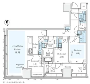 パークコート ザ・三番町ハウス【6階】の間取り