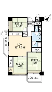 UR武庫川【6階】の間取り