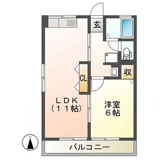 第5朝日ハイツ B【1階】の間取り