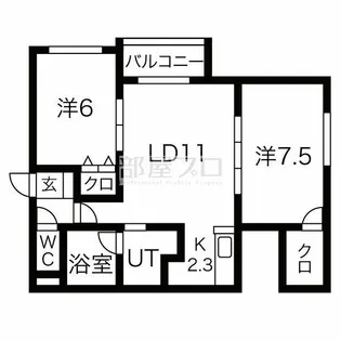 北海道札幌市西区発寒十四条2【アパート】の間取り