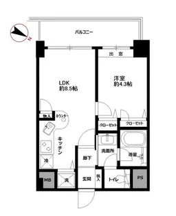 朝日サテライト目黒台【9階】の間取り