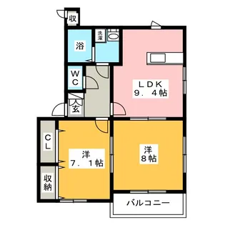 ラ・ドルチェ・ヴィータB【1階】の間取り