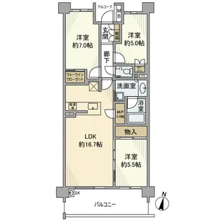 プラウド川名山ガーデン【4階】の間取り