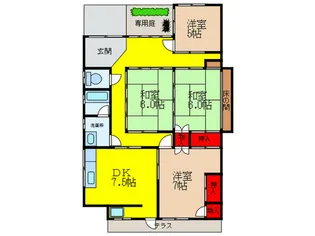 宝山町2戸1貸家【1階】の間取り