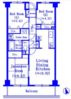 ウィステーリア二俣川【2階】の間取り